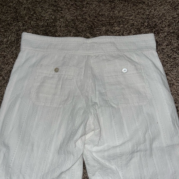 Sundance White Eyelet Boho Coastal Lined Drawstring Button Fly Pants -Size M - Picture 4 of 9
